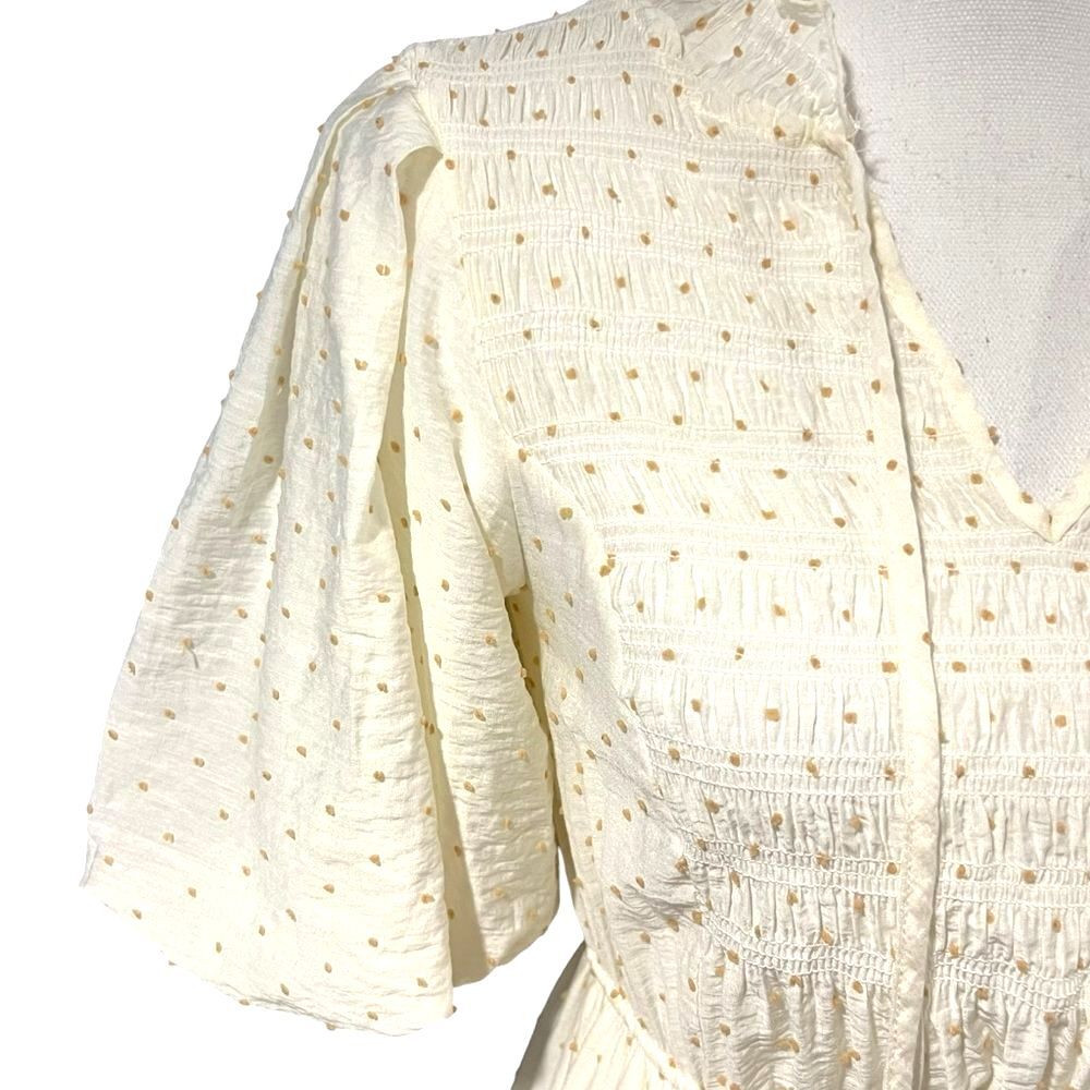 Moon River Smocked Milkmaid Maxi Dress Sz S Cottage Peasant Boho Puff Sleeve - Picture 5 of 13
